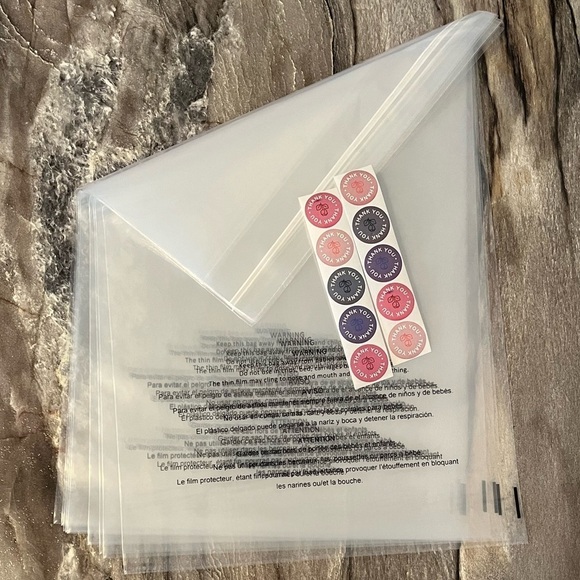 10 Clear Poly Bags 10” x 13” Resealable Self-Seal & 10 Thank You Stickers - Picture 4 of 10